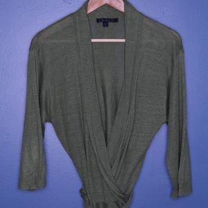 Boden 3/4 Sleeve Linen Wrap Sweater